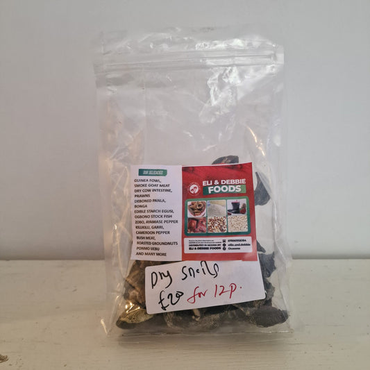 Dried African Jumbo Snails – 12pcs – £20 – Premium Bushmeat | Eli & Debbie Foods